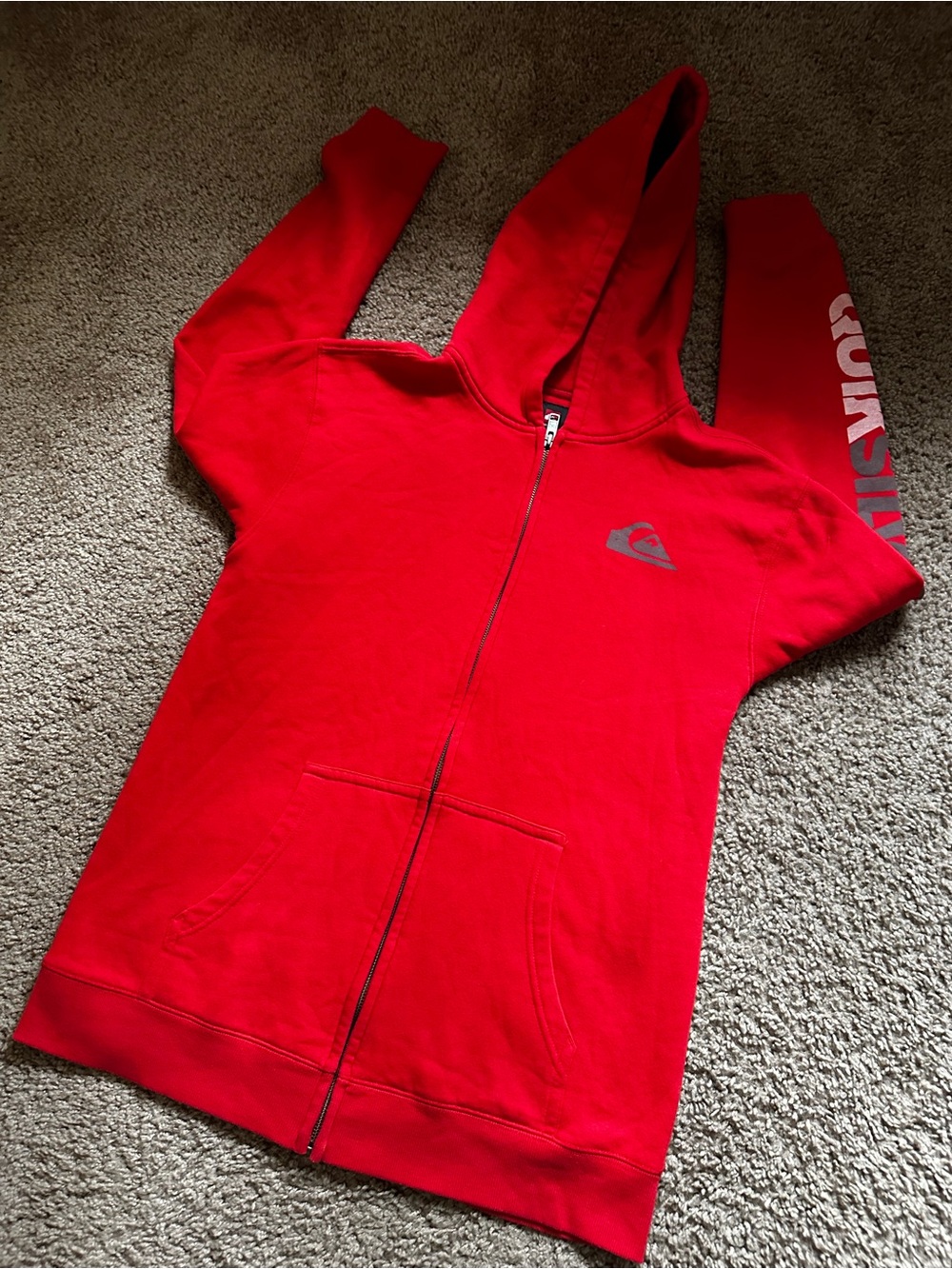 Quiksilver Bright Red Full-Zip Hooded Jacket